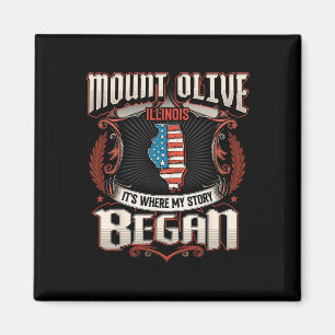 Imán Mount Olive Illinois EE. UU. Bandera 4 De Julio
