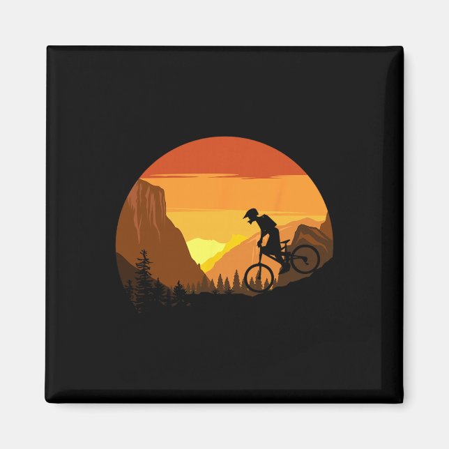 Imán Mountain Biking Retro Sunset Trail Rider  (Frente)