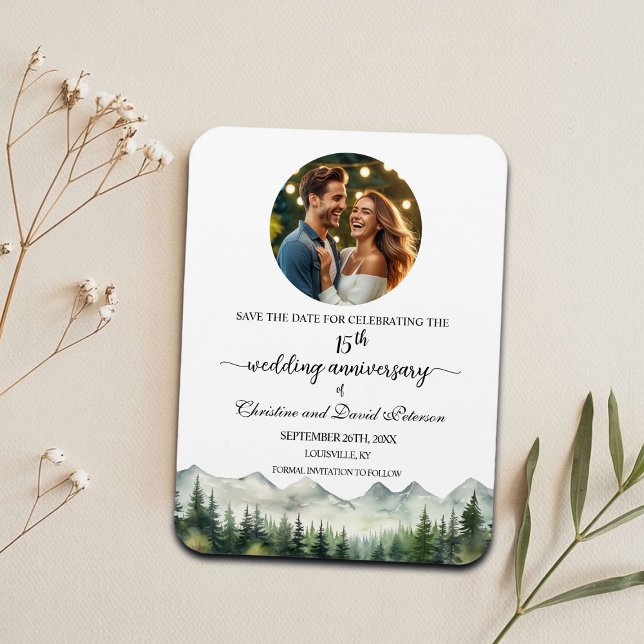 Imán Mountain Pine 15 Aniversario de Boda Save the Date (Subido por el creador)
