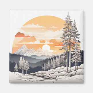 Imán Mountain Pine Refrigerator Magnet - Majestic Fores