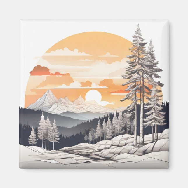 Imán Mountain Pine Refrigerator Magnet - Majestic Fores (Frente)