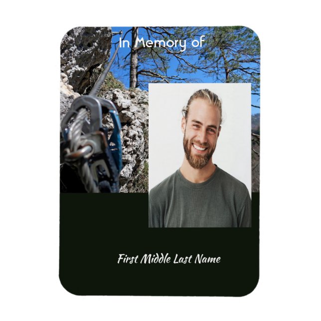 Imán Mountain Rock Climber Memorial Keepsake  (Vertical)