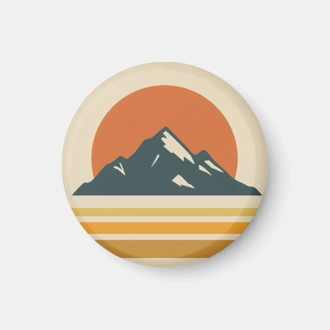 Imán Mountain Sunset Vintage Magnet (Frente)