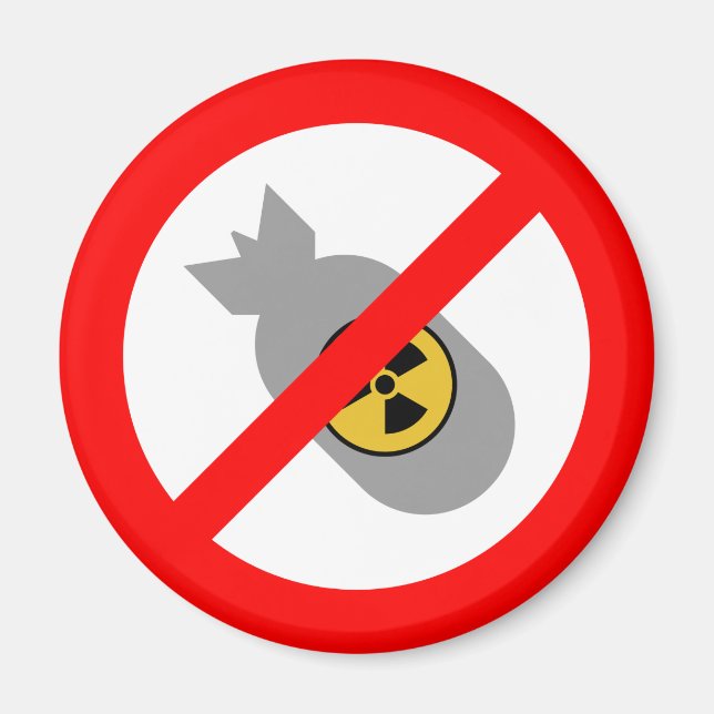 Imán ¡Movimiento por la Paz STOP! ¡NO HAY BOMBA NUCLEAR (Frente)