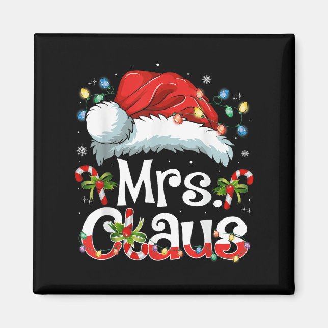 Imán Mr And Mrs Claus Couples Matching Christmas Pajama (Frente)