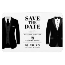 Mr. & Mr. Modern Black Wedding Tux - Save the Date