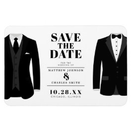 Imán Mr. & Mr. Modern Black Wedding Tux - Save the Date