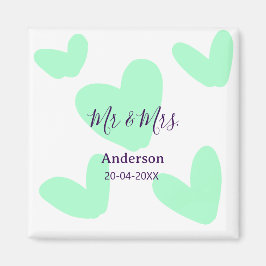 Imán Mr & Mrs add family name date year wedding favor 