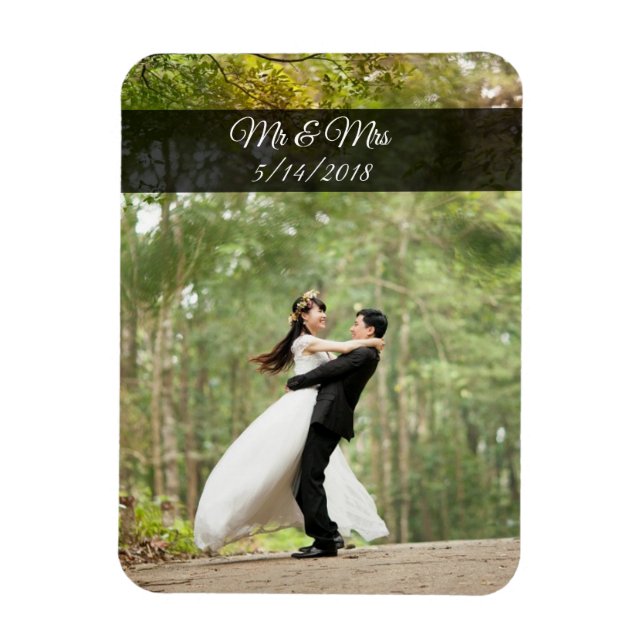 Imán Mr & Mrs Boda Couple Photo Mini Magnet (Vertical)