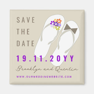 Imán Mr. & Mrs. Flip Flops Beach Wedding Save The Date