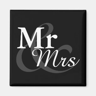 Imán Mr&Mrs. Simple Elegant Typography Wedding Favor