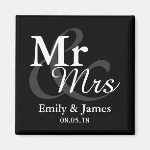 Imán Mr&Mrs. Simple Elegant Typography Wedding Favor
