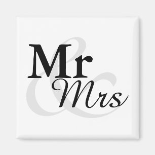 Imán Mr&Mrs. Simple Elegant Typography Wedding Favor