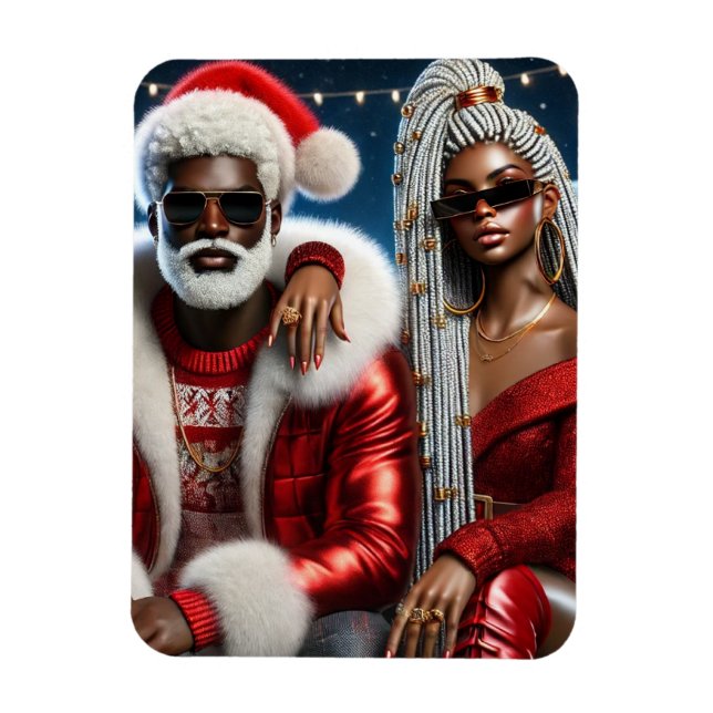 Imán Mr. y Mrs. Santa Folded Greeting Card (Vertical)