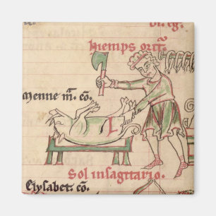 Imán Ms 54. f.6r noviembre: Matando al cerdo, de un