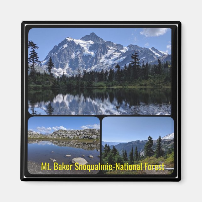 Imán Mt. Baker Snoqualmie National Forest Collage Magne (Frente)