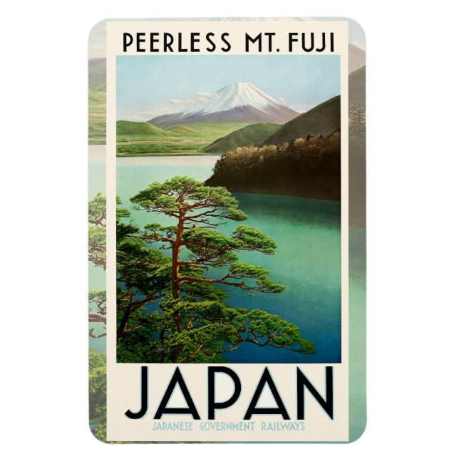 Imán Mt Fuji Japón Afiche de Viaje Arte de época (Vertical)
