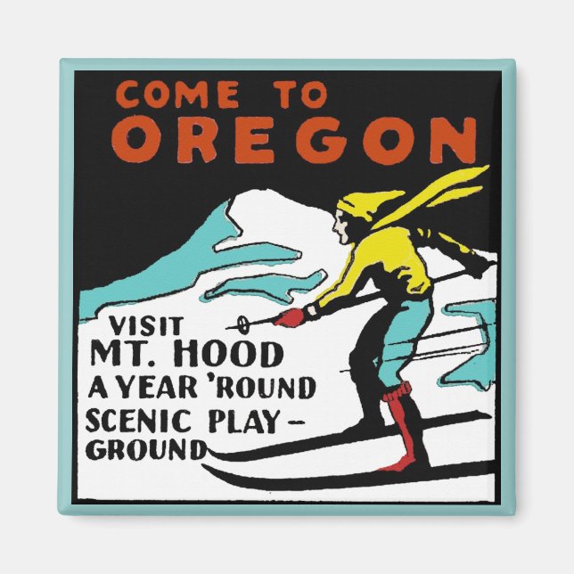 Imán Mt. HOOD OREGON - Viajes de época (Frente)
