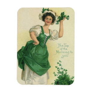 Imán Muchacha del día de St Patrick del vintage,