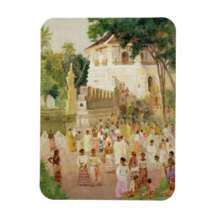 Imán Muchedumbres en un monumento en la India, 1895
