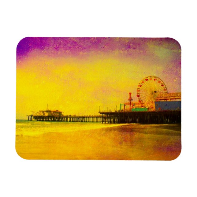 Imán Muelle de Santa Mónica amarillo y morado (Horizontal)