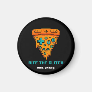 Imán Muerde el Glitch Retro Pizza de 8 Bits Pixel Gamer