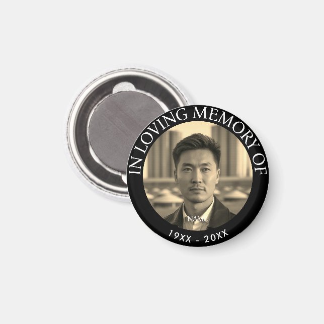Imán Muerte Memorial de Foto Personalizada Moderna (Anverso/Reverso)