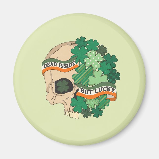 Imán Muerto dentro pero afortunado - Calavera de azúcar (Frente)