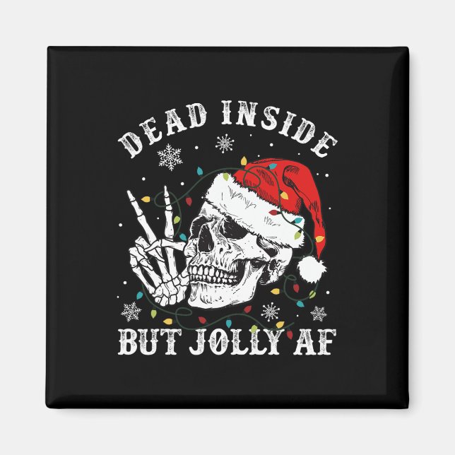 Imán Muertos Dentro Pero Jolly Af Skeleton Santa Navida (Frente)