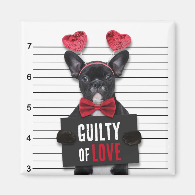Imán Mugshot Culilty Love Dog Funny El día de San Valen (Frente)