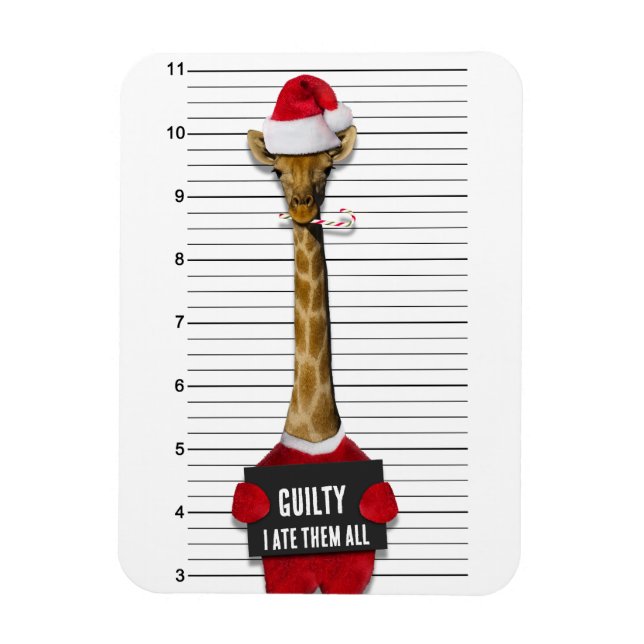 Imán Mugshot Guilty Giraffe Funny Navidades (Vertical)