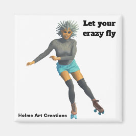 Imán Mujer alienígena Roller Skater Fantasy Button Magn