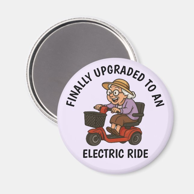 Imán Mujer anciana en Scooter (Anverso/Reverso)