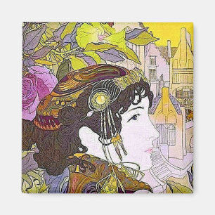 Imán Mujer Art Nouveau