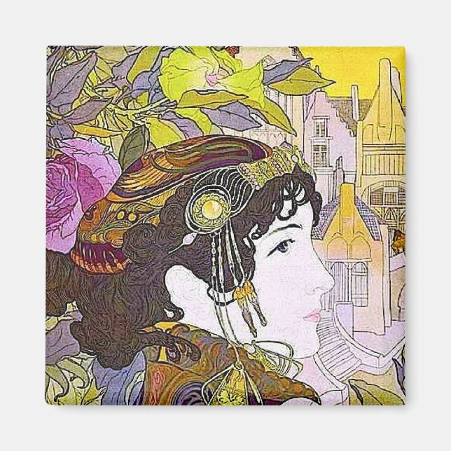 Imán Mujer Art Nouveau (Frente)
