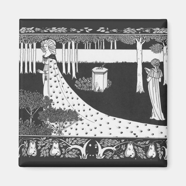 Imán Mujer blanca y negra de Beardsley Art Nouveau (Frente)