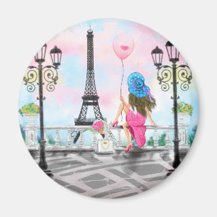 Imán Mujer bonito En Los Partidos Eiffel Tower Magnet