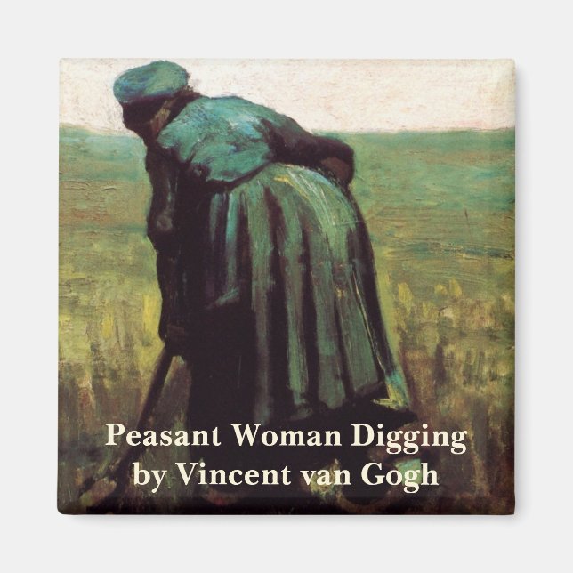 Imán Mujer campesina cavando por Vincent van Gogh (Frente)