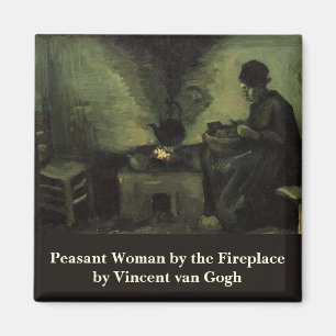 Imán Mujer campesina junto a la chimenea de Vincent van