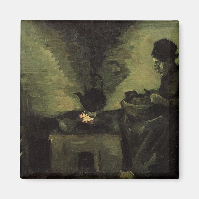 Imán Mujer campesina junto a la chimenea Vincent van Go (Frente)