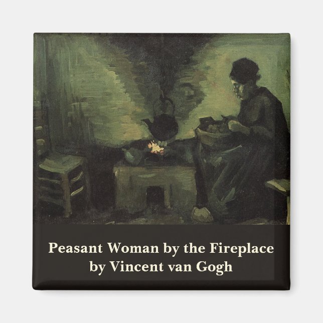 Imán Mujer campesina por chimenea de Vincent van Gogh (Frente)