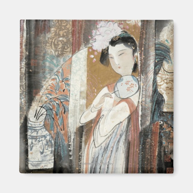 Imán Mujer con barrena floral (Frente)