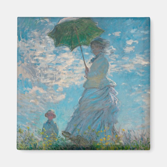 Imán Mujer con Bella Artes de Parasol Claude Monet (Frente)