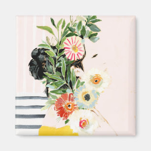 Imán Mujer con flores
