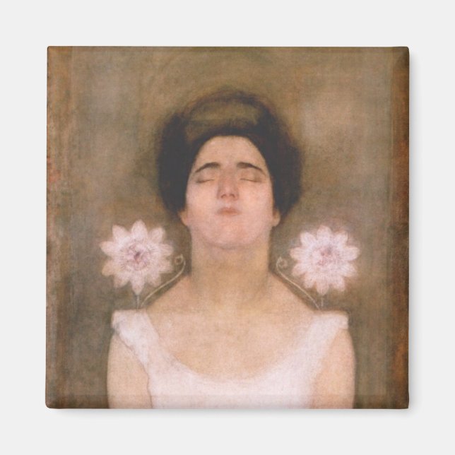 Imán Mujer con flores de pasión (por Piet Mondrian) (Frente)