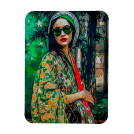 Imán Mujer con gafas de sol verdes
