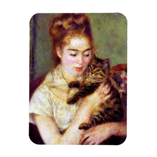 Imán Mujer con gato, Auguste Renoir (Vertical)