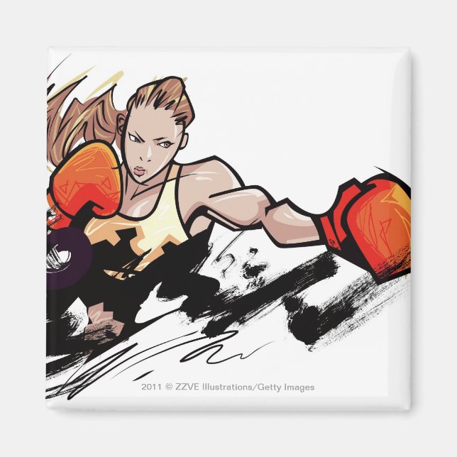 Imán Mujer con guante de boxeo (Frente)