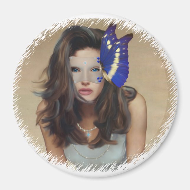 Imán Mujer con máscara de mariposa (Frente)