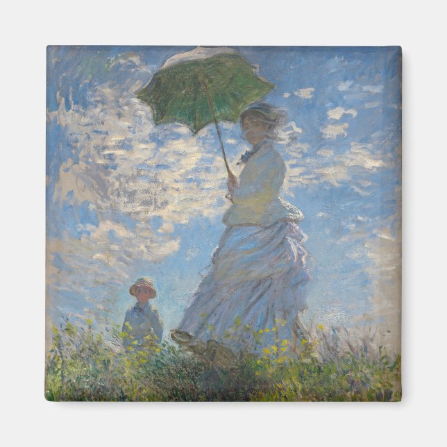 Imán Mujer con parasol | Paisaje francés (Frente)